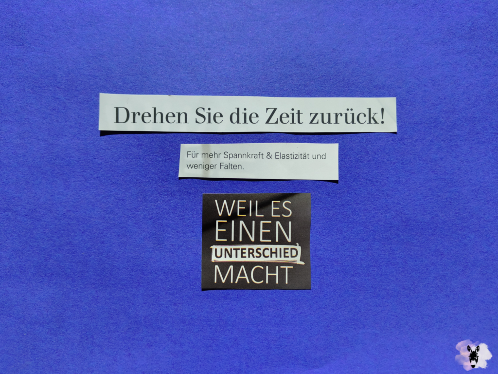 Arbeit aus 3 Werbeausschnitten auf Tonpapier zum Thema Drehen Sie die Zeit zurück! aus der Serie 1, Kombination 17